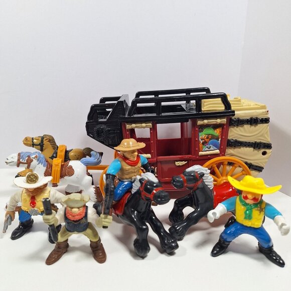 Great Adventures Wild West Western Stagecoach Cowboys Horses Fisher Price - Picture 13 of 16